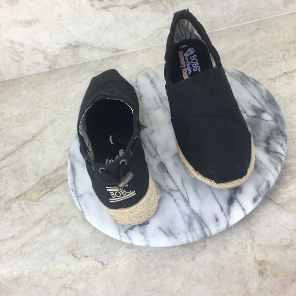 BOBS by Skechers Memory Foam Black Canvas Espadrille Loafer Women's Size 6.5 - Picture 4 of 16